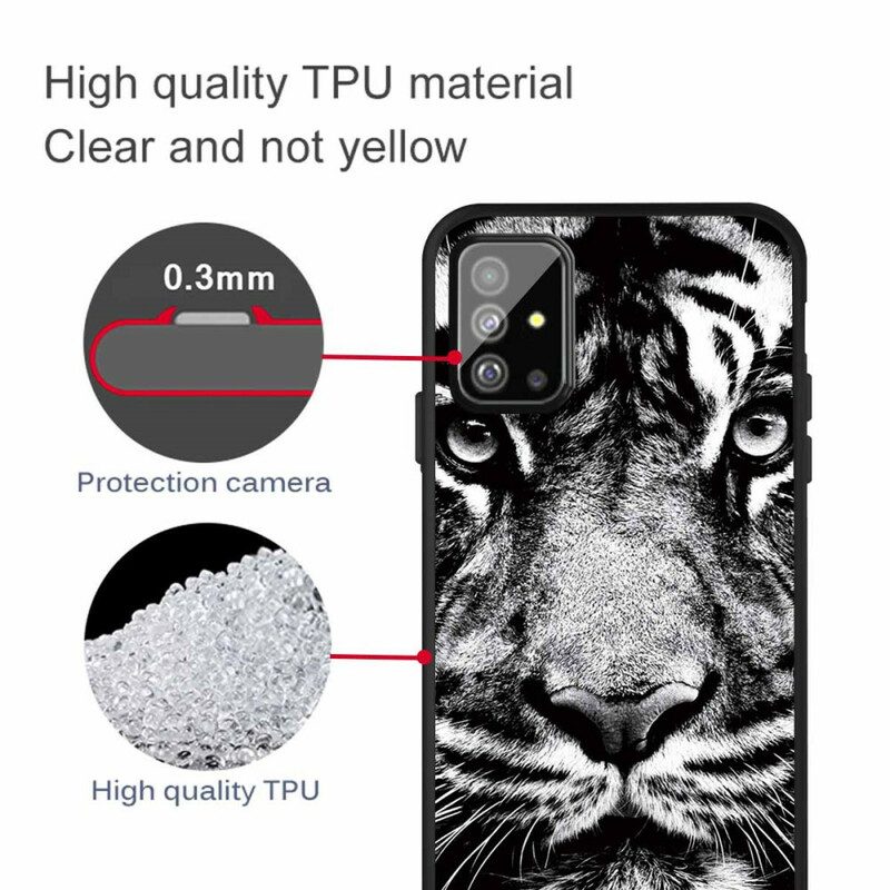 Skal För Samsung Galaxy A51 Svartvit Tiger