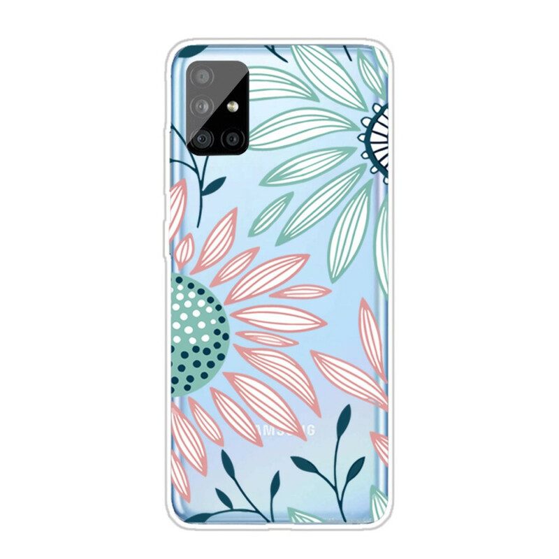 Skal För Samsung Galaxy A51 Transparent En Blomma