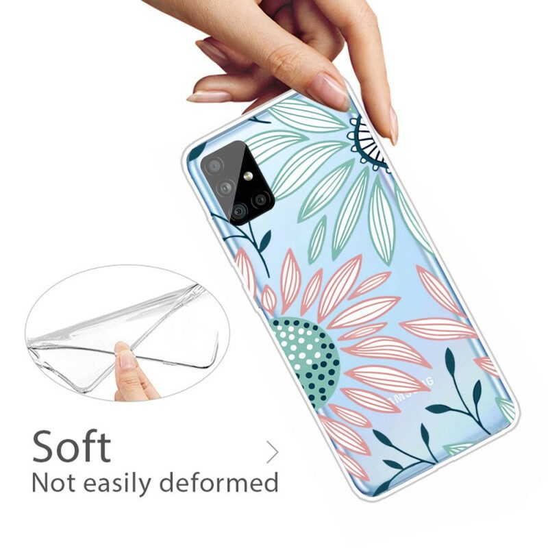 Skal För Samsung Galaxy A51 Transparent En Blomma