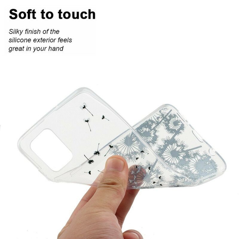 Skal För Samsung Galaxy A51 Transparenta Svarta Maskrosor