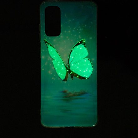 Skal För Samsung Galaxy A52 4G / A52 5G / A52s 5G Fluorescerande Blå Fjäril