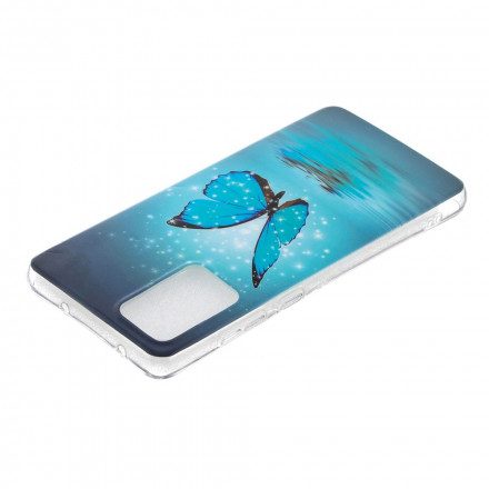 Skal För Samsung Galaxy A52 4G / A52 5G / A52s 5G Fluorescerande Blå Fjäril