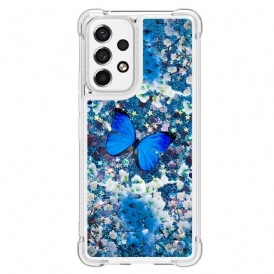 Skal För Samsung Galaxy A53 5G Blå Glitterfjärilar