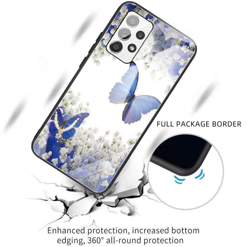 Skal För Samsung Galaxy A53 5G Fjärilar I Härdat Glas