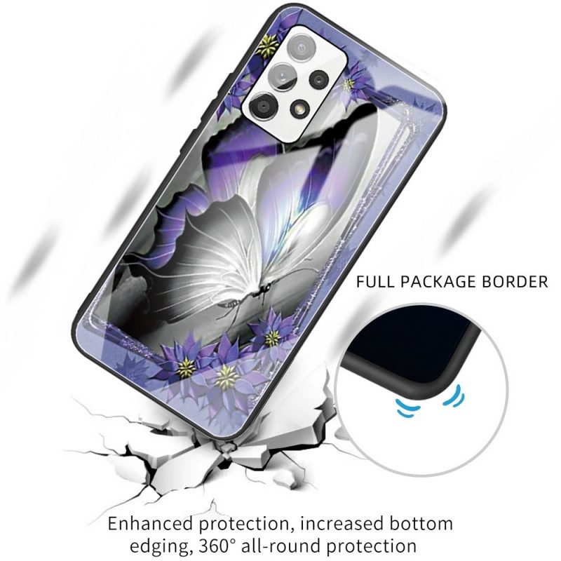 Skal För Samsung Galaxy A53 5G Lila Fjärilshärdat Glas