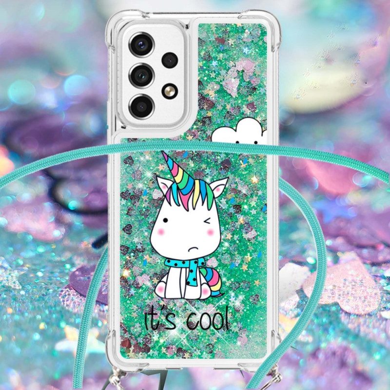 Skal För Samsung Galaxy A53 5G Med Snodd Unicorn Glitter Dragsko