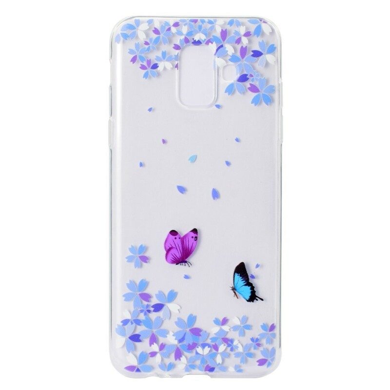 Skal För Samsung Galaxy A6 Transparenta Fjärilar Och Blommor