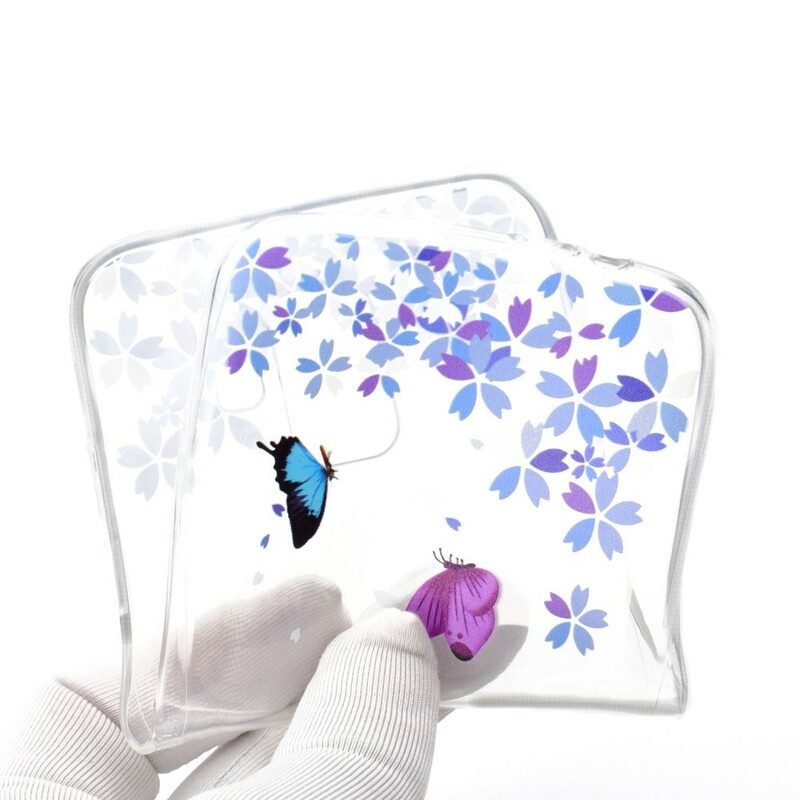 Skal För Samsung Galaxy A6 Transparenta Fjärilar Och Blommor
