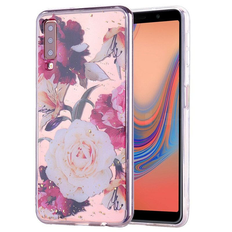 Skal För Samsung Galaxy A70 Blomster Och Paljetter