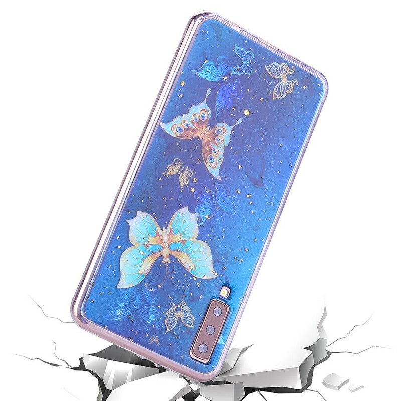 Skal För Samsung Galaxy A70 Fjärilar Och Paljetter