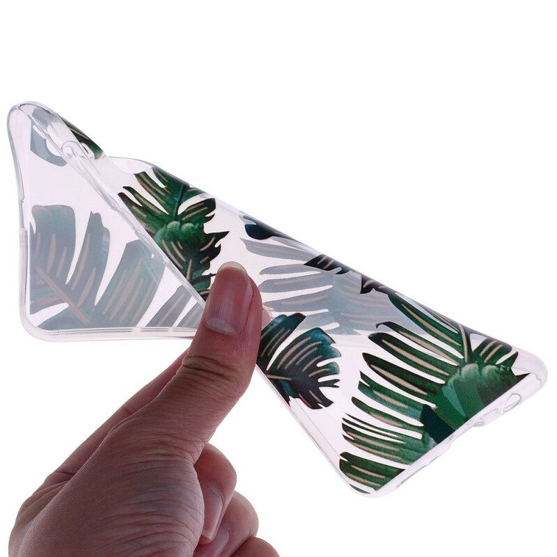 Skal För Samsung Galaxy A70 Transparenta Gröna Löv