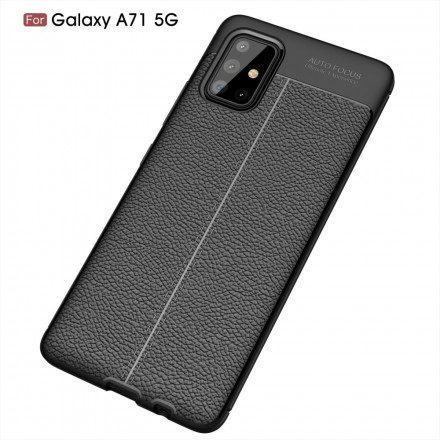 Skal För Samsung Galaxy A71 5G Double Line Litchi Lädereffekt