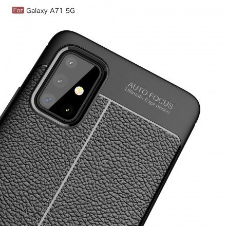 Skal För Samsung Galaxy A71 5G Double Line Litchi Lädereffekt