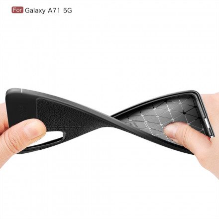 Skal För Samsung Galaxy A71 5G Double Line Litchi Lädereffekt