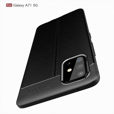 Skal För Samsung Galaxy A71 5G Double Line Litchi Lädereffekt