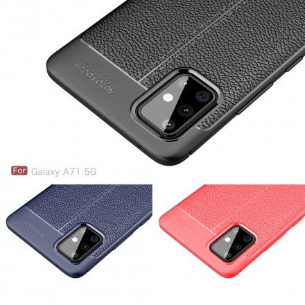 Skal För Samsung Galaxy A71 5G Double Line Litchi Lädereffekt