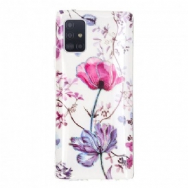 Skal För Samsung Galaxy A71 5G Marmorerade Blommor