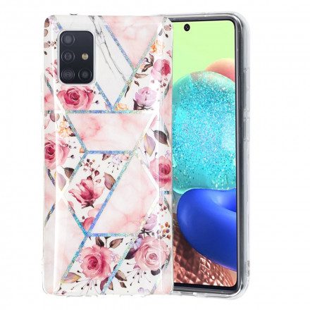 Skal För Samsung Galaxy A71 5G Marmorerade Blommor