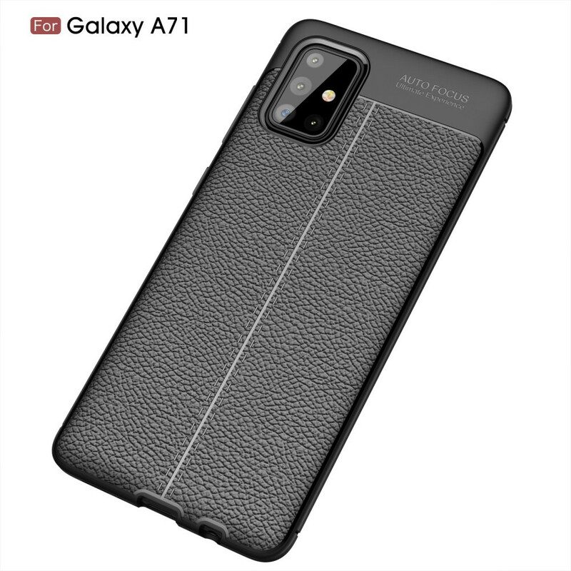 Skal För Samsung Galaxy A71 Double Line Litchi Lädereffekt