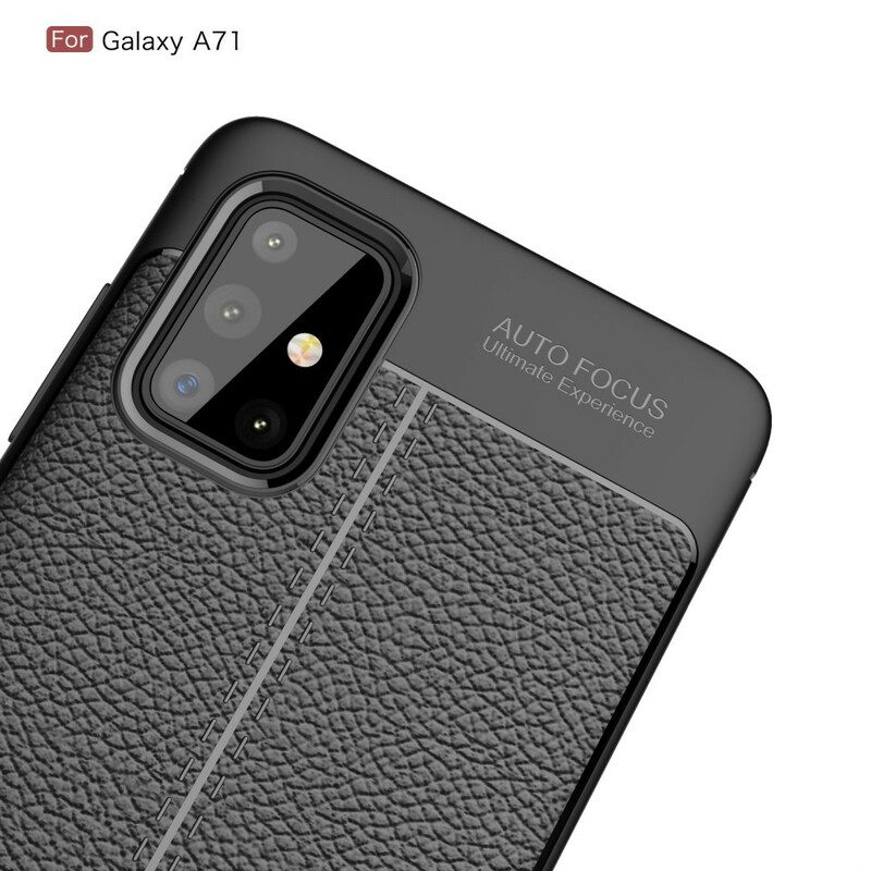 Skal För Samsung Galaxy A71 Double Line Litchi Lädereffekt