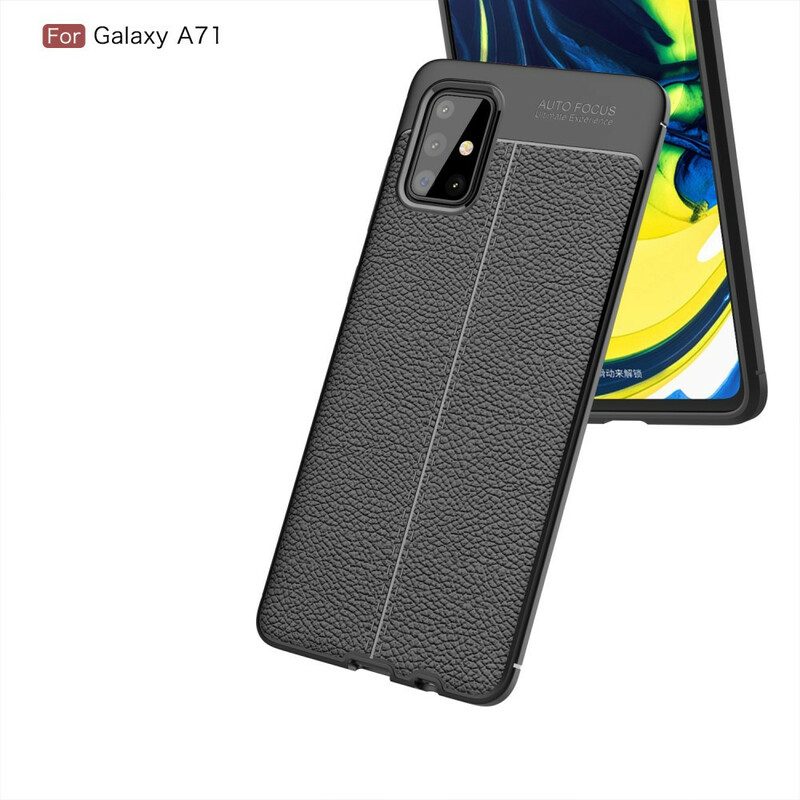 Skal För Samsung Galaxy A71 Double Line Litchi Lädereffekt