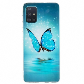 Skal För Samsung Galaxy A71 Fluorescerande Blå Fjäril