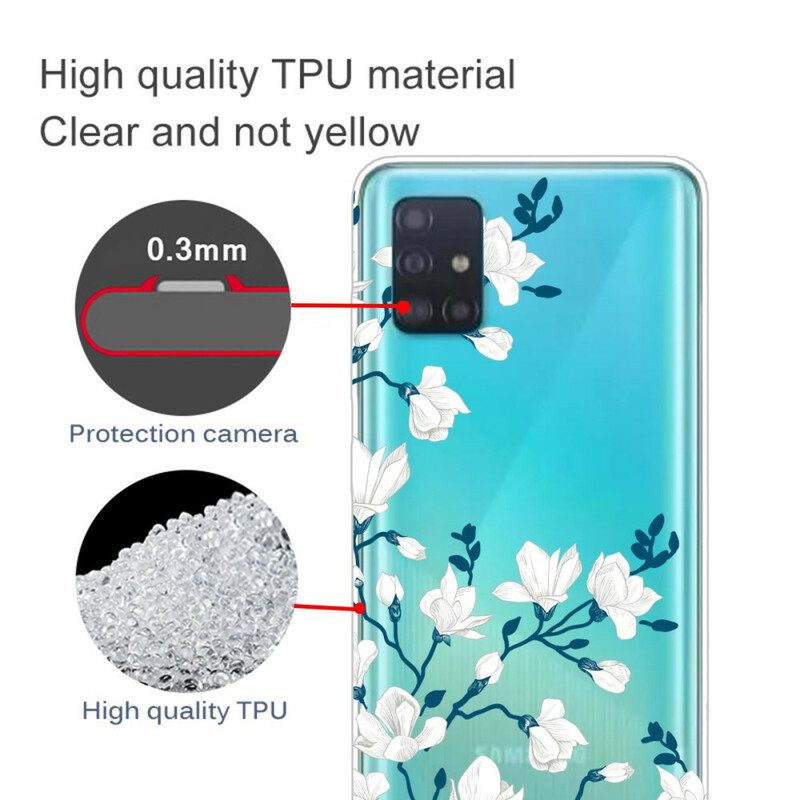 Skal För Samsung Galaxy A71 Vita Blommor