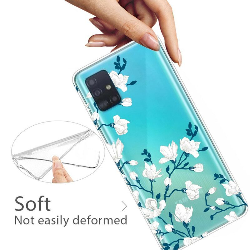 Skal För Samsung Galaxy A71 Vita Blommor