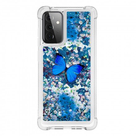 Skal För Samsung Galaxy A72 4G / 5G Blå Glitterfjärilar