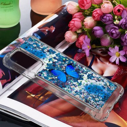 Skal För Samsung Galaxy A72 4G / 5G Blå Glitterfjärilar