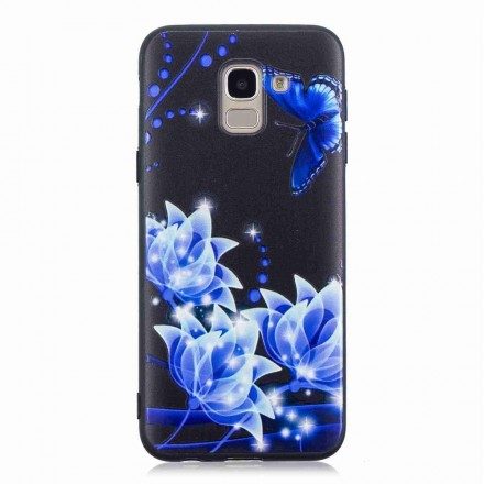Skal För Samsung Galaxy J6 Fjäril Och Blå Blommor