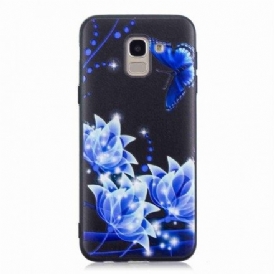 Skal För Samsung Galaxy J6 Fjäril Och Blå Blommor