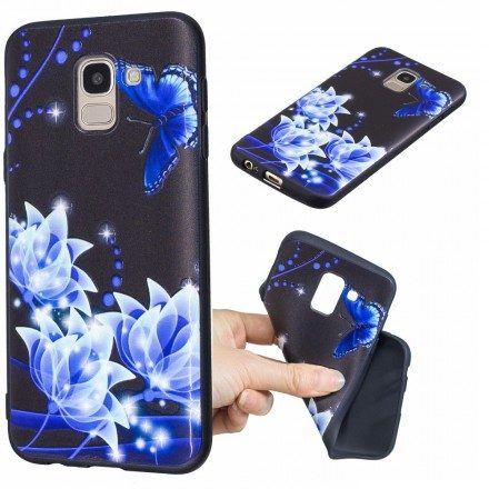 Skal För Samsung Galaxy J6 Fjäril Och Blå Blommor