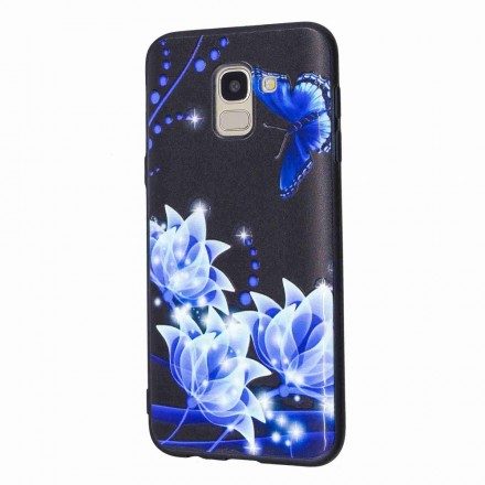 Skal För Samsung Galaxy J6 Fjäril Och Blå Blommor