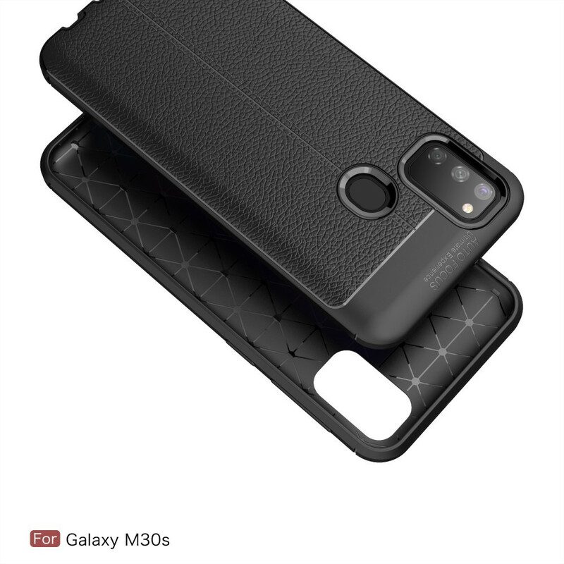 Skal För Samsung Galaxy M21 Double Line Litchi Lädereffekt