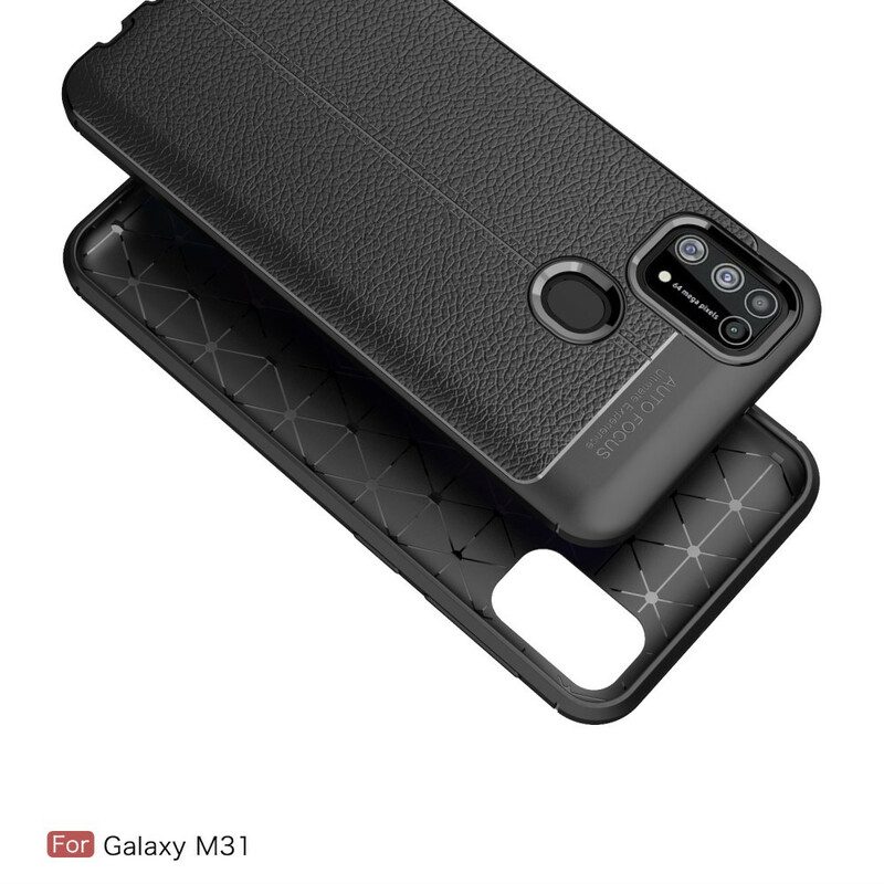Skal För Samsung Galaxy M31 Double Line Litchi Lädereffekt