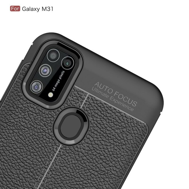 Skal För Samsung Galaxy M31 Double Line Litchi Lädereffekt