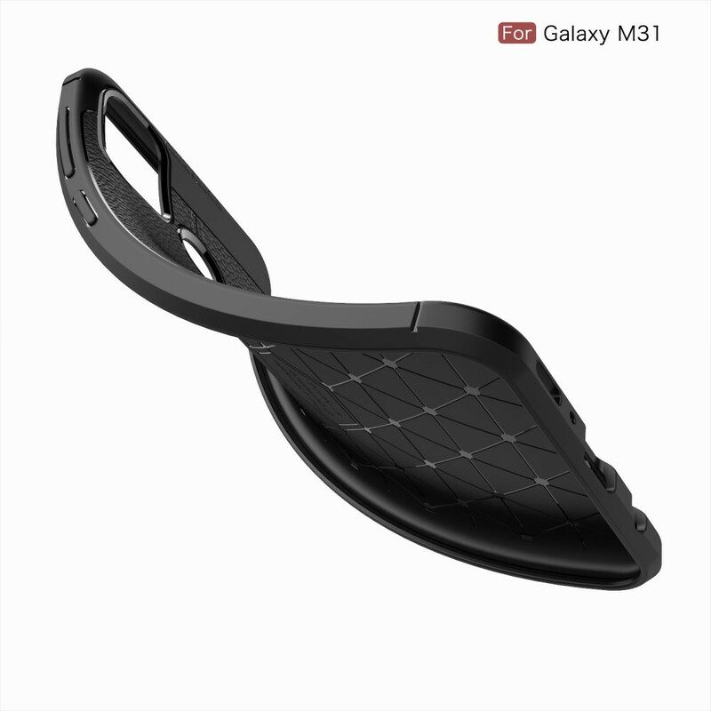 Skal För Samsung Galaxy M31 Double Line Litchi Lädereffekt