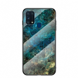 Skal För Samsung Galaxy M31 Premium Färg Härdat Glas