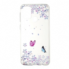 Skal För Samsung Galaxy M31 Transparenta Fjärilar Och Blommor