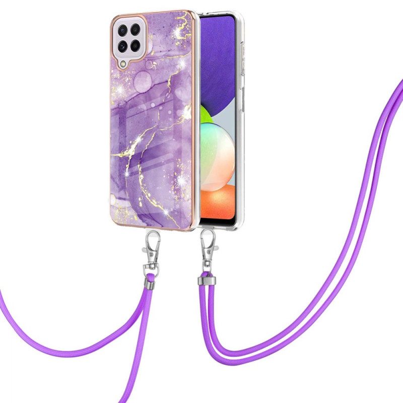 Skal För Samsung Galaxy M32 Med Snodd Till Cord Marble Design