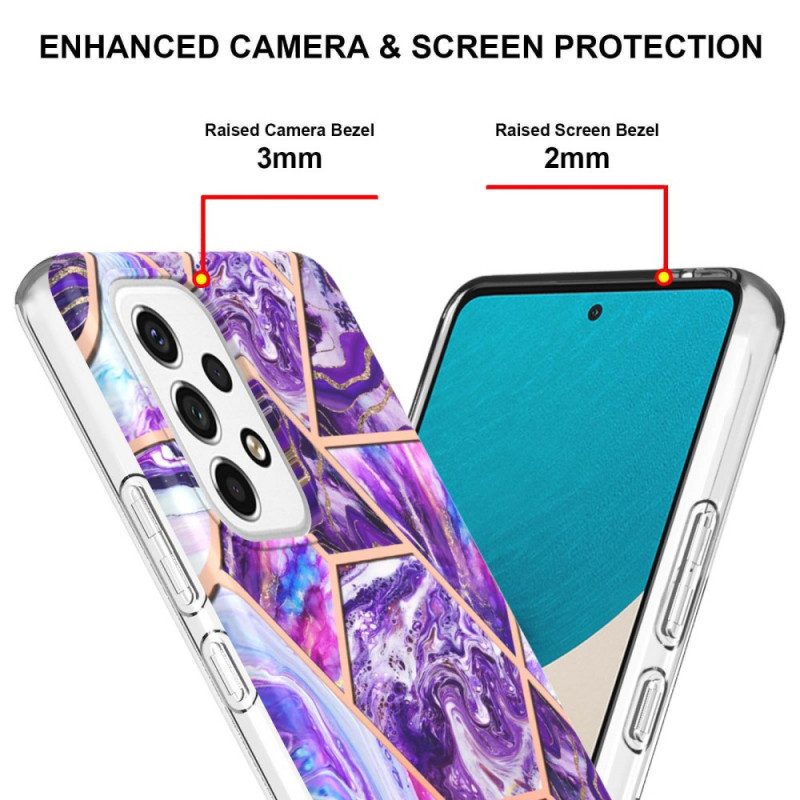 Skal För Samsung Galaxy M53 5G Plinkande Geometrisk Marmor