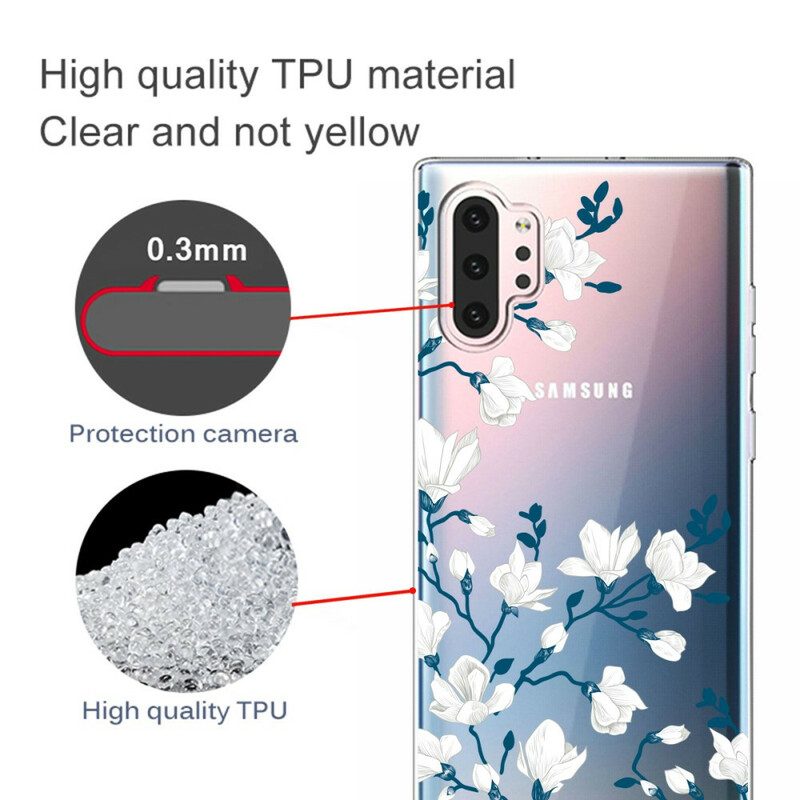 Skal För Samsung Galaxy Note 10 Plus Vita Blommor