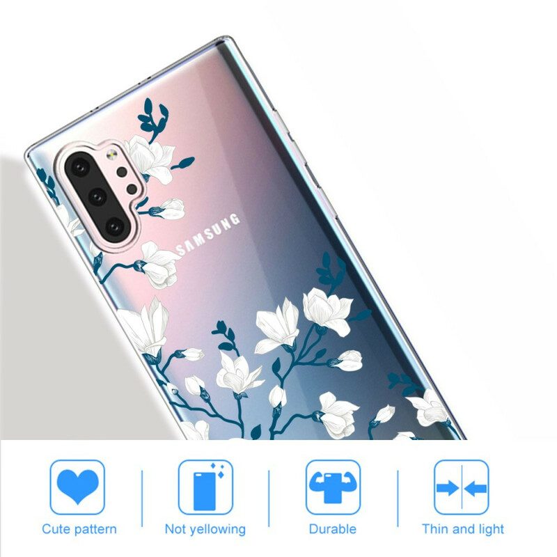 Skal För Samsung Galaxy Note 10 Plus Vita Blommor