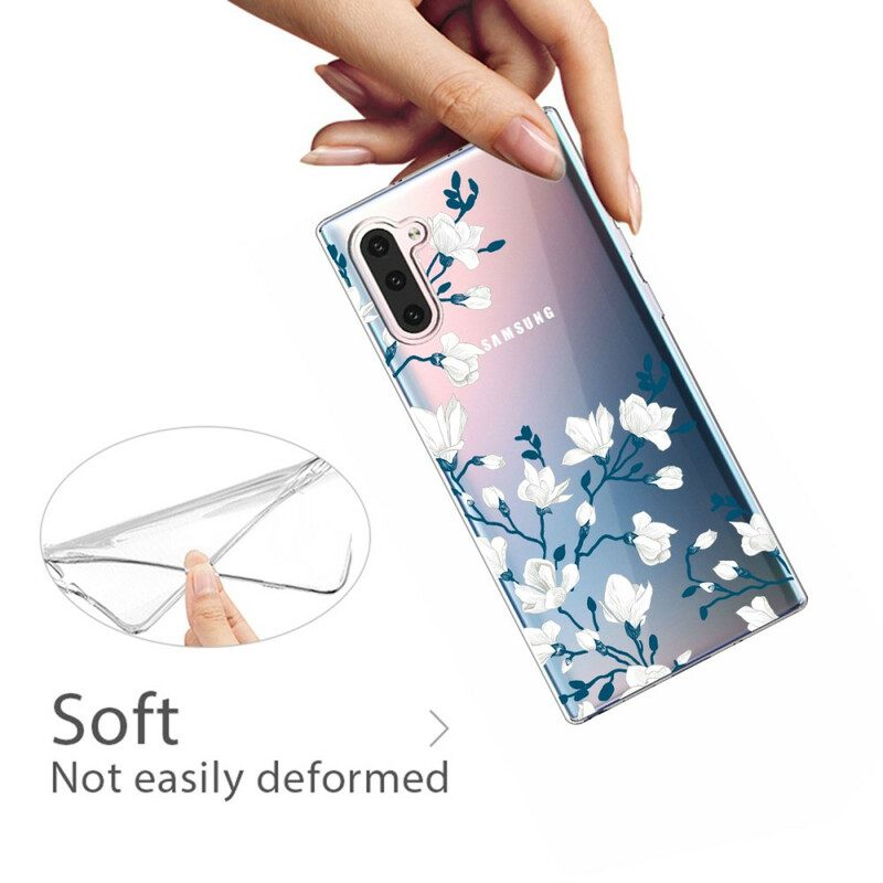 Skal För Samsung Galaxy Note 10 Vita Blommor