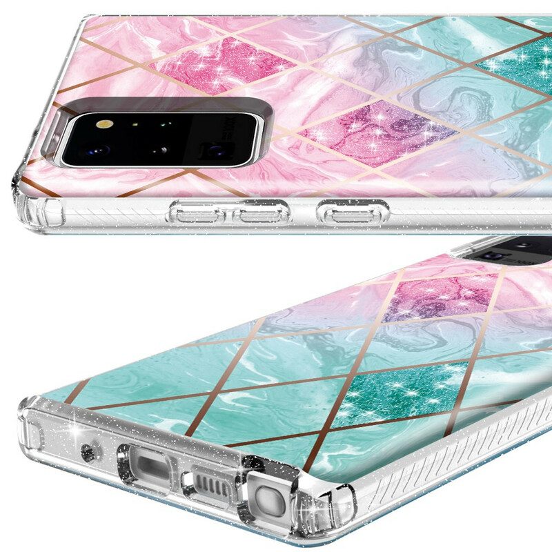 Skal För Samsung Galaxy Note 20 Ultra Glittrande Marmorplattor