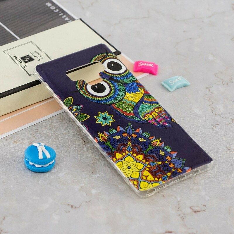 Skal För Samsung Galaxy Note 9 Fluorescerande Uggla Mandala