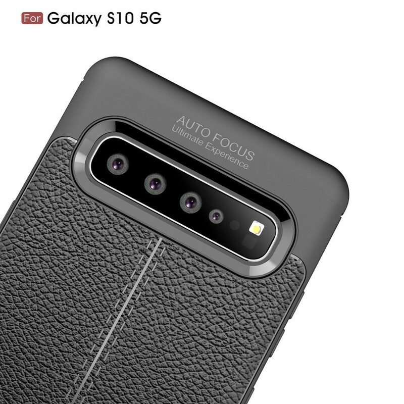 Skal För Samsung Galaxy S10 5G Double Line Litchi Lädereffekt