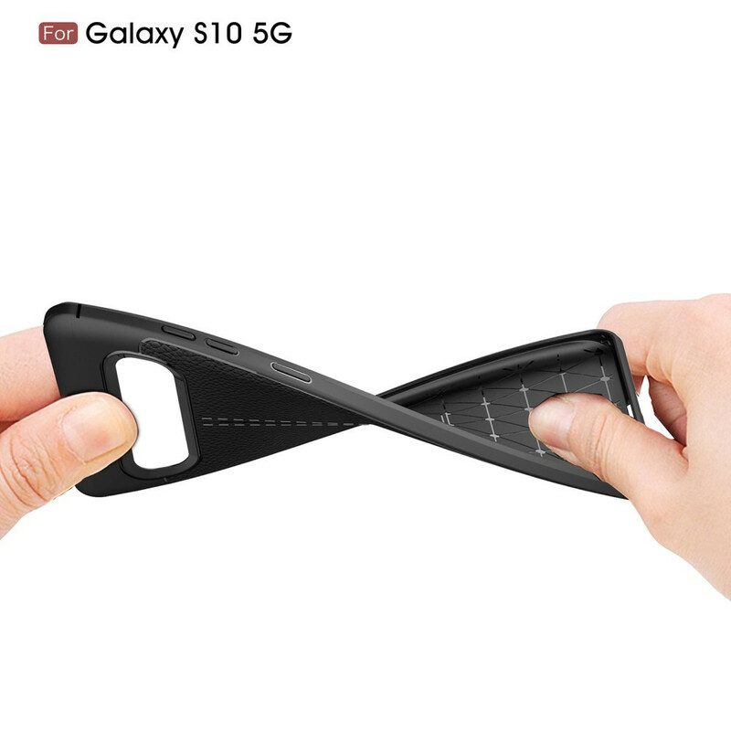 Skal För Samsung Galaxy S10 5G Double Line Litchi Lädereffekt