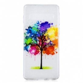 Skal För Samsung Galaxy S10 Akvarellträd Sömlös